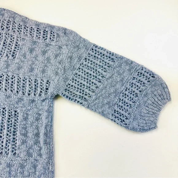 Bucketlist Holes Pattern Oversized Cardigan Medium Cool Blue Romantic Bohemian - Picture 11 of 14
